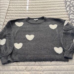 Madewell Alpaca Charcoal Sweater with Cream Heart Design✨. Size: S